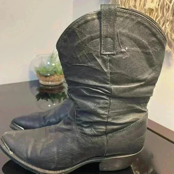 DINGO Womens Cowboy boots slouch Black with silver tip size 6.5 - Picture 4 of 7